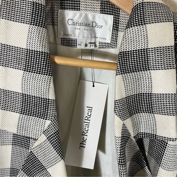 VINTAGE CHRISTIAN DIOR 90s The Suit Buffalo Plaid Long Blazer Jacket - Picture 11 of 13